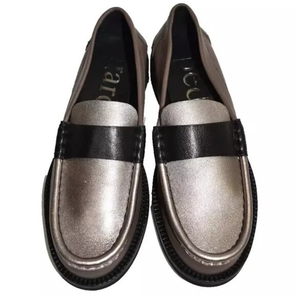 $750 PEDRO GARCIA STINA CLASSIC PENNY LOAFER FOSSIL METALLIC BLACK 41 (DB27) - Picture 3 of 8